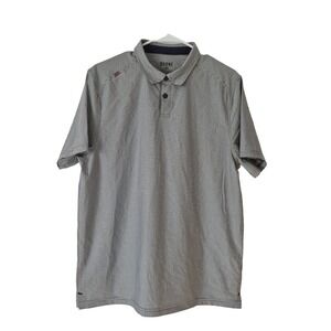 Rhone Polo Mens L Gray striped Commuter Sport Short Sleeve Outdoor Golf Casual